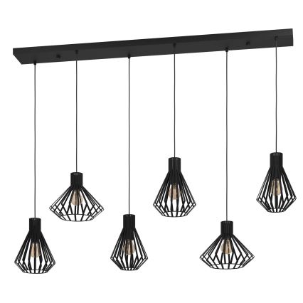 Eglo - Hanglamp aan een koord 6xE27/40W/230V zwart