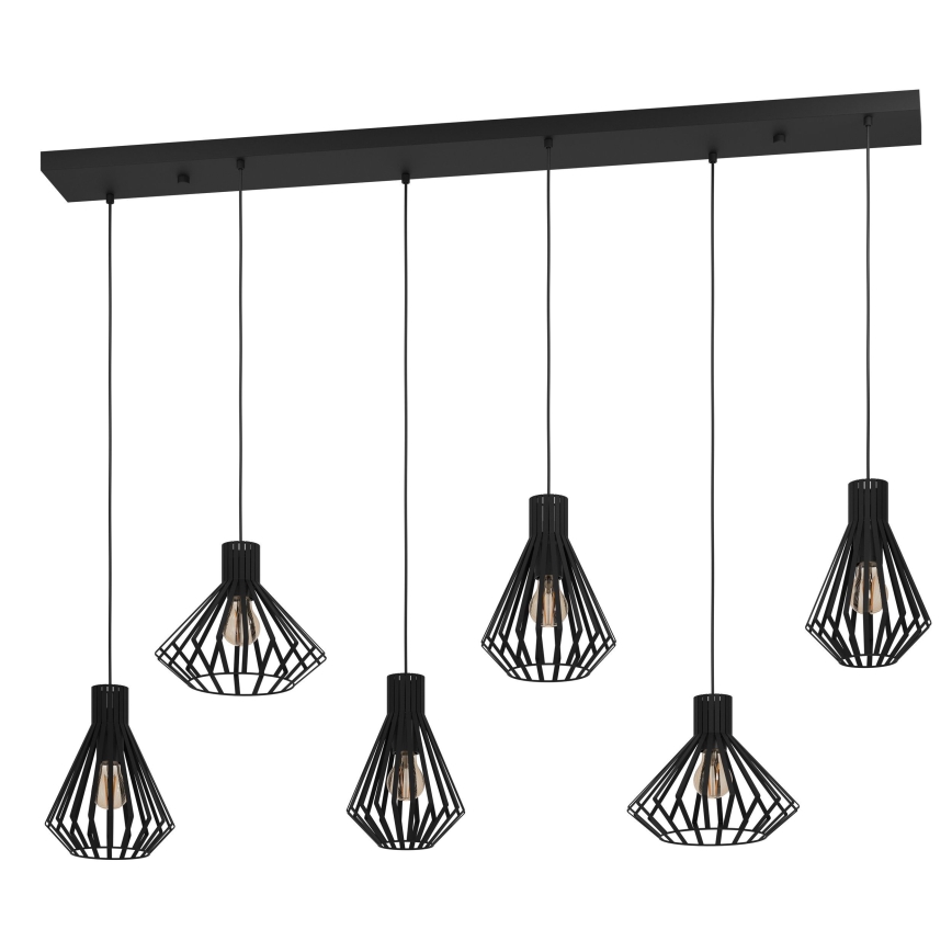 Eglo - Hanglamp aan een koord 6xE27/40W/230V zwart