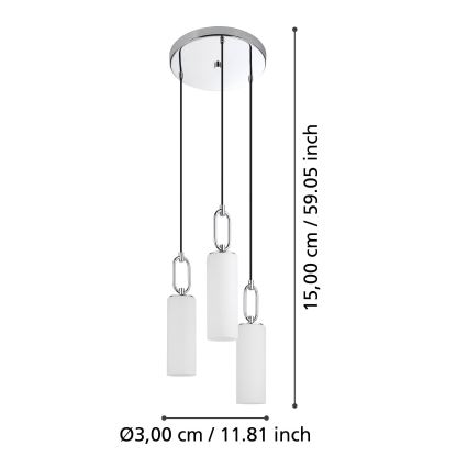Eglo - Hanglamp aan een koord 3xE27/40W/230V glanzend chroom