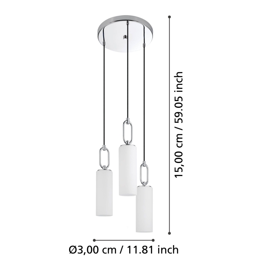Eglo - Hanglamp aan een koord 3xE27/40W/230V glanzend chroom