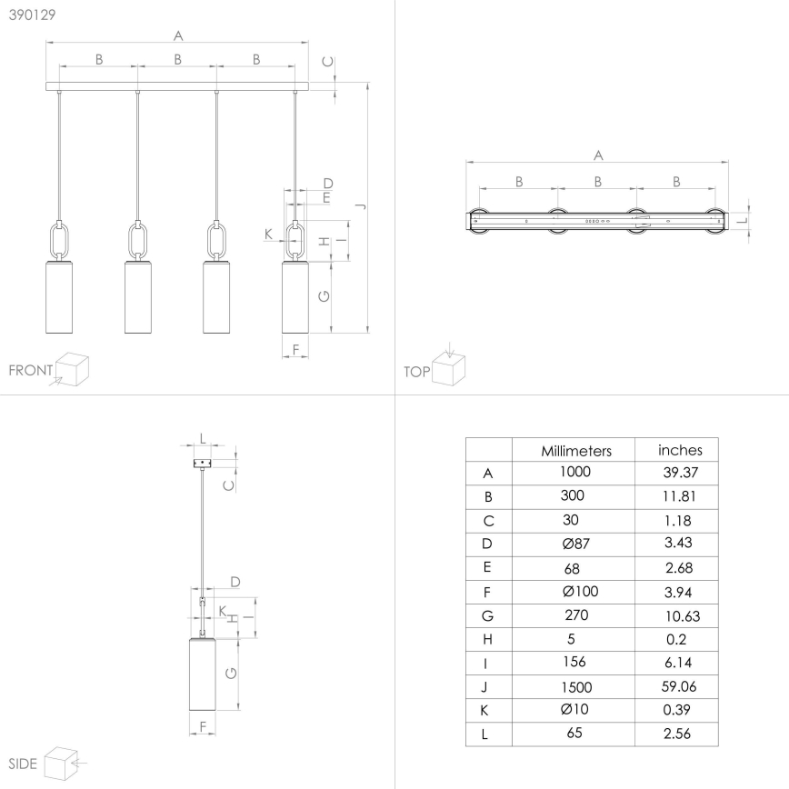 Eglo - Hanglamp aan een koord 4xE27/40W/230V glanzend chroom