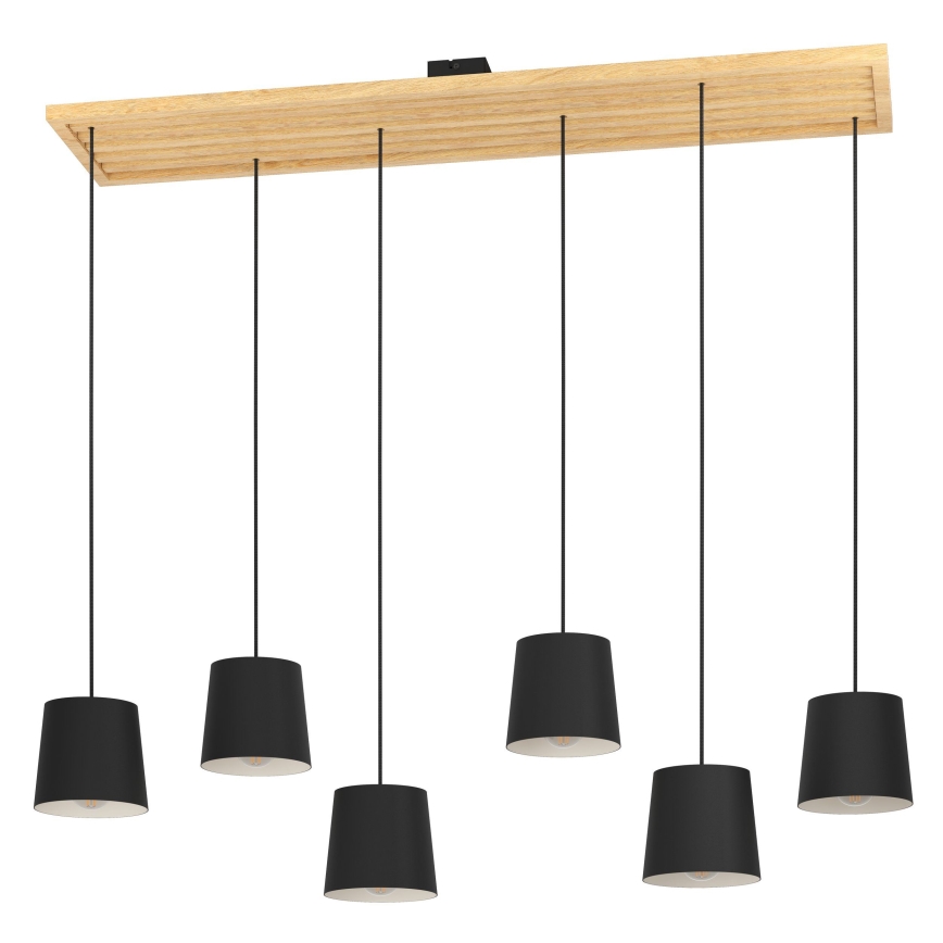 Eglo - Hanglamp aan een koord 6xE27/40W/230V zwart/bruin