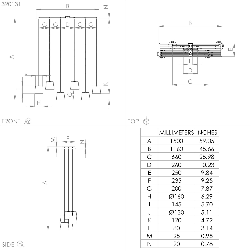 Eglo - Hanglamp aan een koord 6xE27/40W/230V zwart/bruin