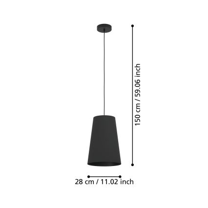 Eglo - Hanglamp aan een koord 1xE27/40W/230V zwart