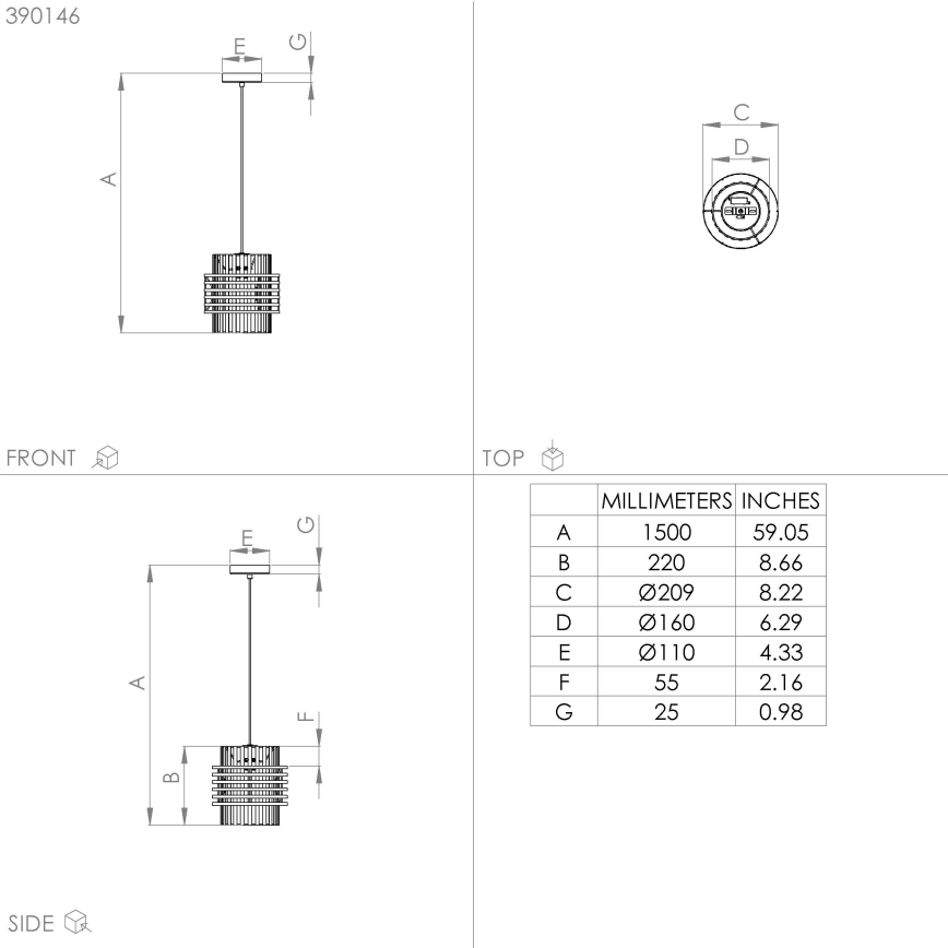 Eglo - Hanglamp aan een koord 1xE27/40W/230V diameter 21 cm crème