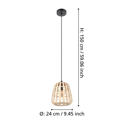 Eglo - Hanglamp aan een koord 1xE27/40W/230V diameter 24 cm bamboe