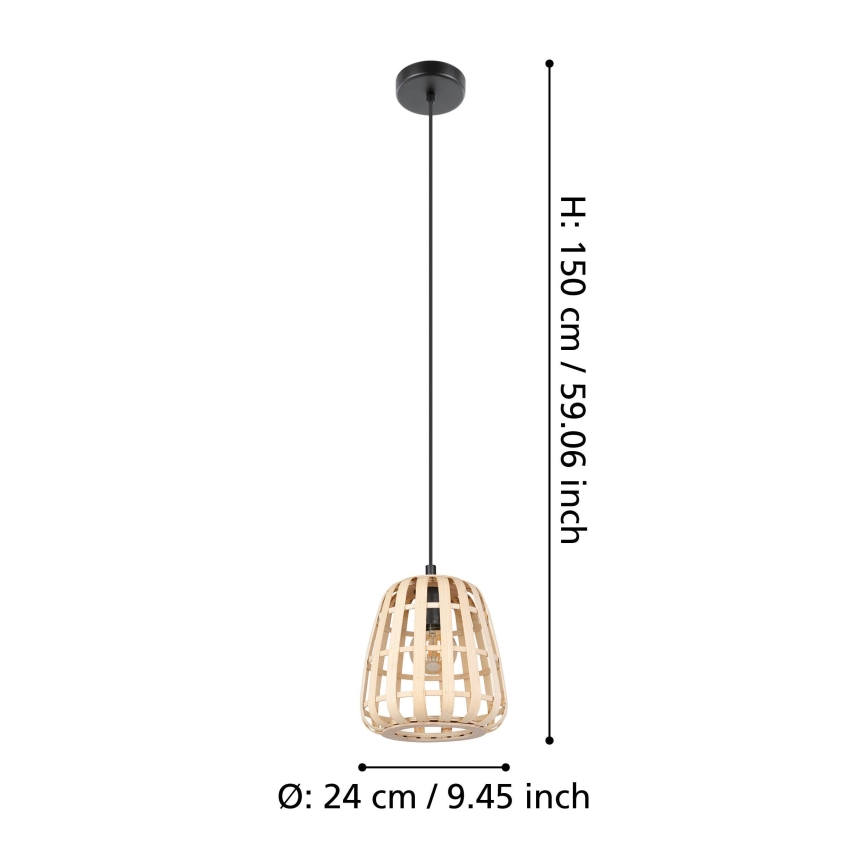 Eglo - Hanglamp aan een koord 1xE27/40W/230V diameter 24 cm bamboe
