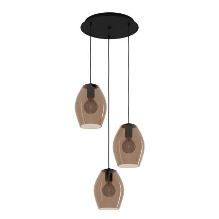 Eglo - Hanglamp aan een koord 3xE27/40W/230V bruin