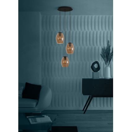 Eglo - Hanglamp aan een koord 3xE27/40W/230V bruin