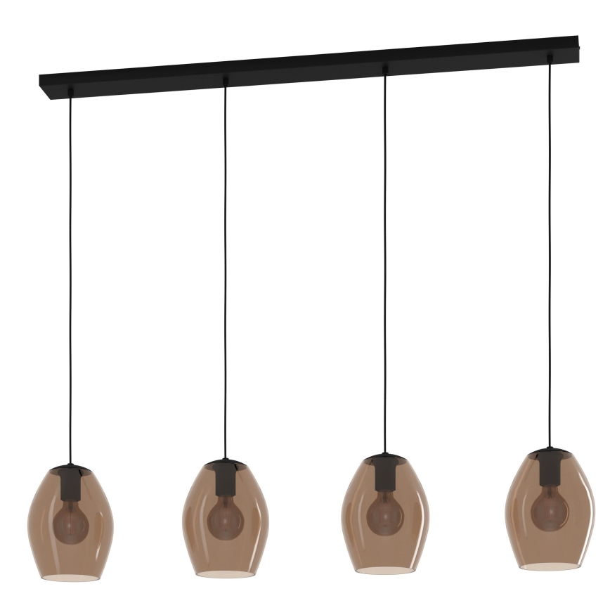 Eglo - Hanglamp aan een koord 4xE27/40W/230V bruin