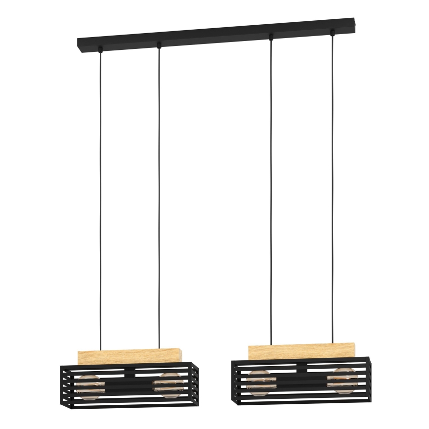 Eglo - Hanglamp aan een koord 4xE27/40W/230V zwart/bruin