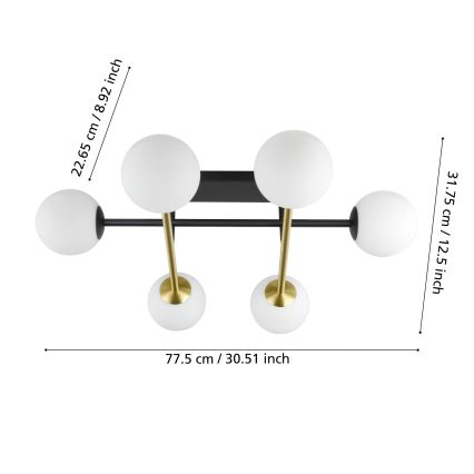 Eglo - Bevestigde hanglamp 6xE14/40W/230V goud/zwart
