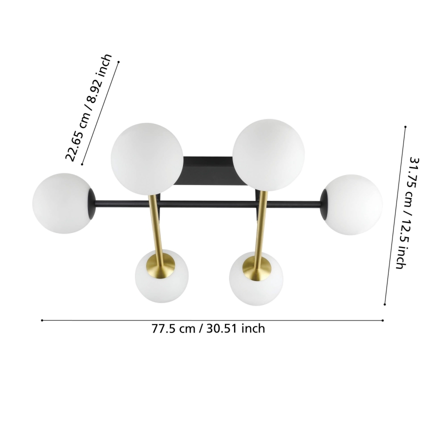 Eglo - Bevestigde hanglamp 6xE14/40W/230V goud/zwart