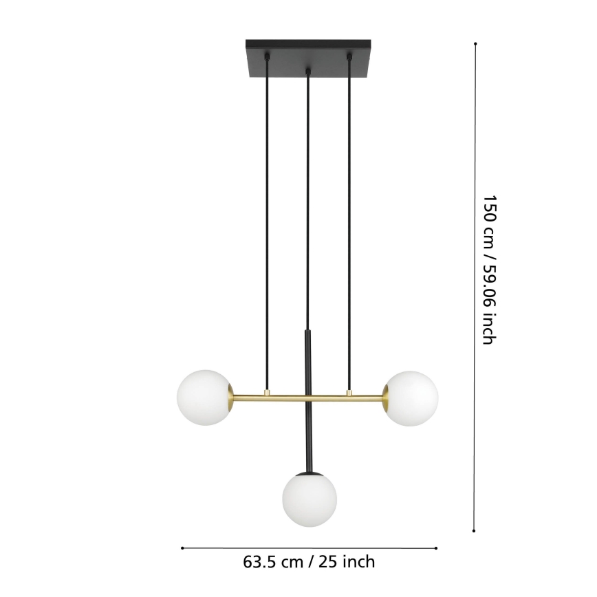 Eglo - Hanglamp aan een koord 3xE14/40W/230V goud/zwart