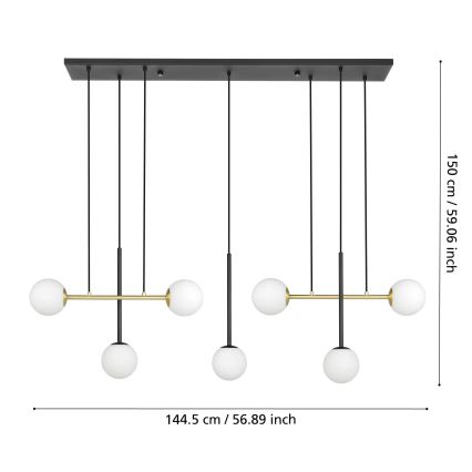 Eglo - Hanglamp aan een koord 7xE14/40W/230V goud/zwart