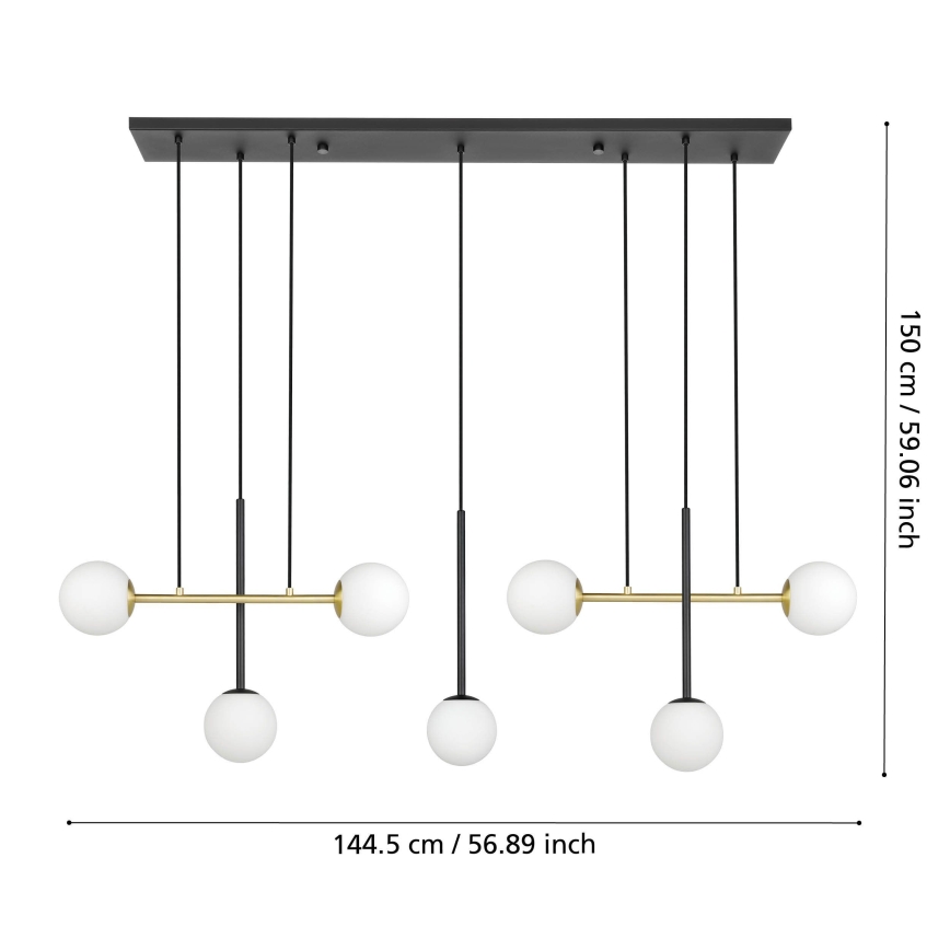 Eglo - Hanglamp aan een koord 7xE14/40W/230V goud/zwart