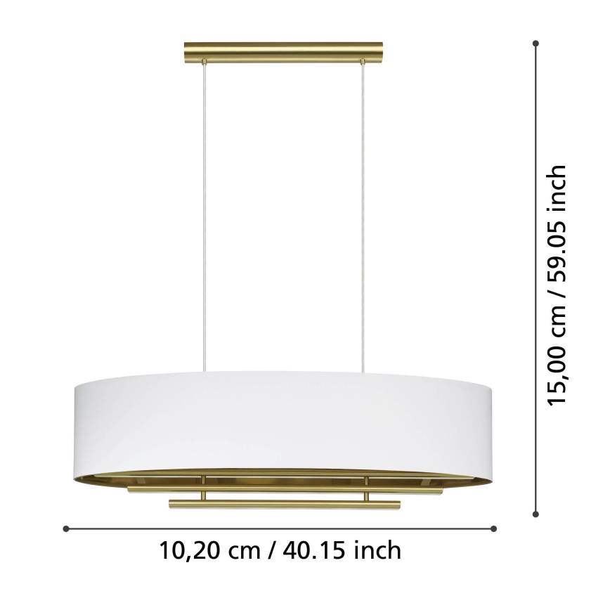 Eglo - Hanglamp aan een koord 4xE27/40W/230V wit/goud
