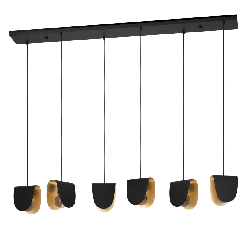 Eglo - Hanglamp aan een koord 6xE27/40W/230V zwart/goud