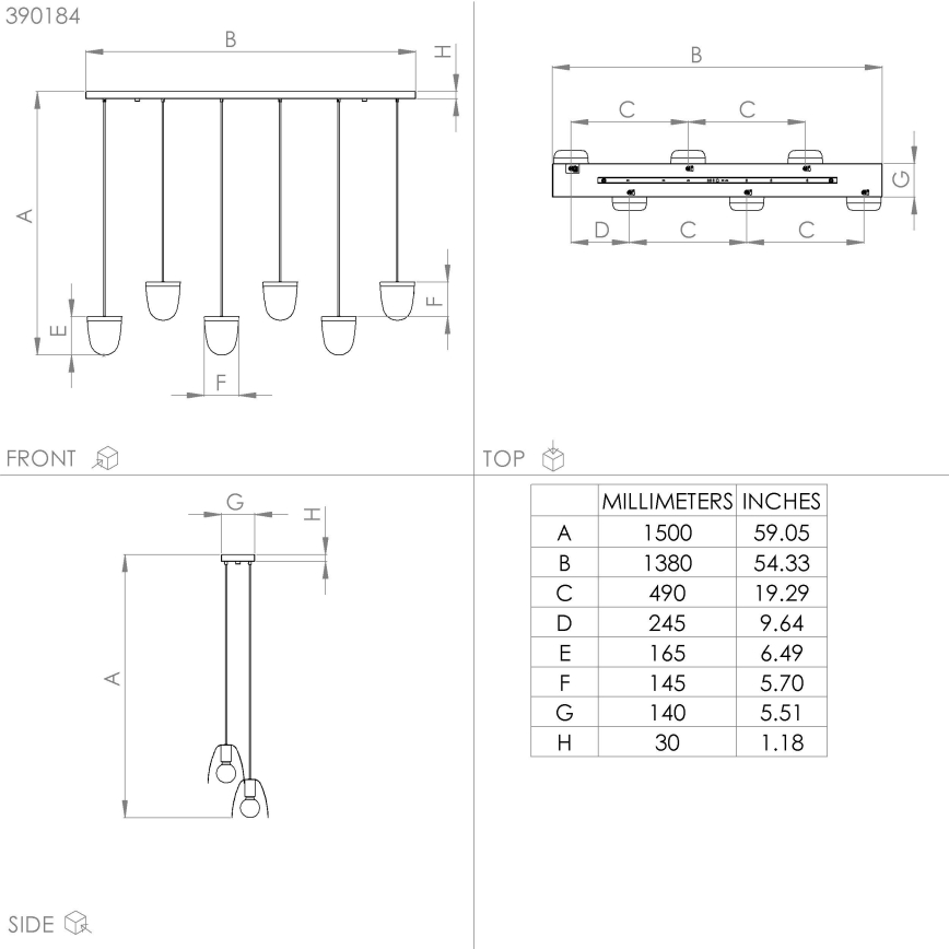 Eglo - Hanglamp aan een koord 6xE27/40W/230V zwart/goud