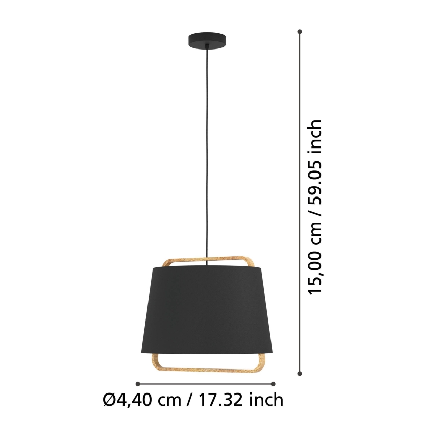 Eglo - Hanglamp aan een koord 1xE27/40W/230V zwart