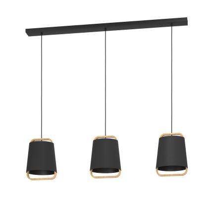 Eglo - Hanglamp aan een koord 3xE27/40W/230V zwart