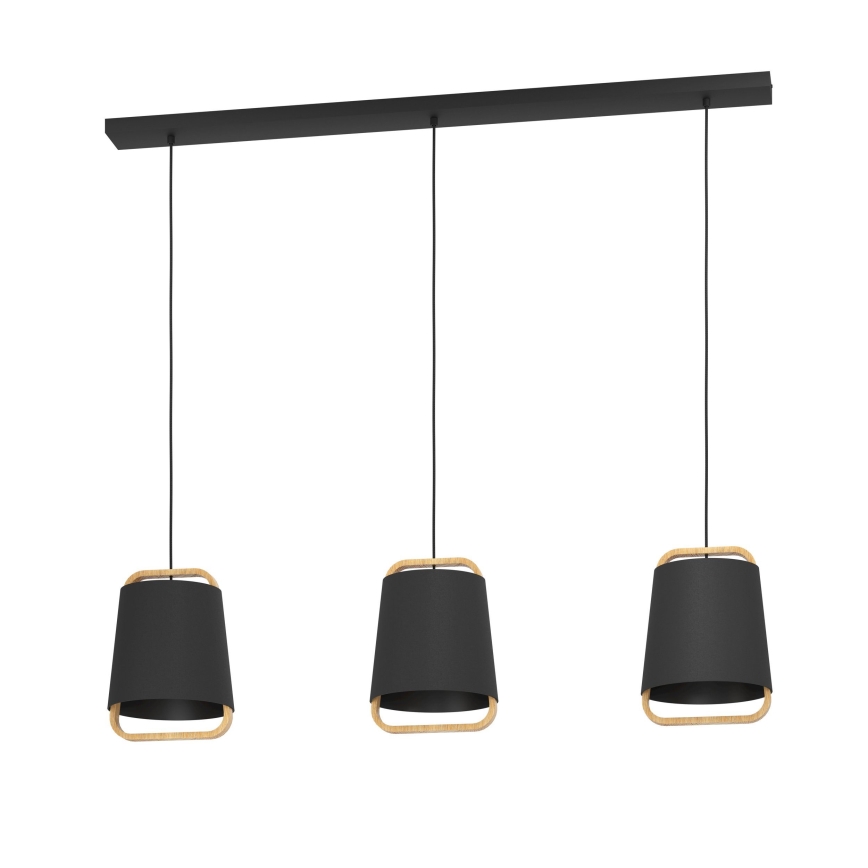 Eglo - Hanglamp aan een koord 3xE27/40W/230V zwart
