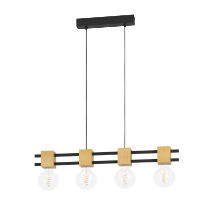 Eglo - Hanglamp aan een koord 4xE27/40W/230V zwart/bruin