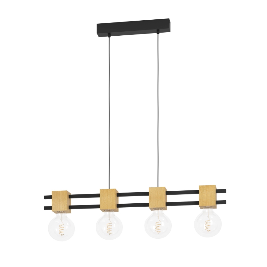 Eglo - Hanglamp aan een koord 4xE27/40W/230V zwart/bruin