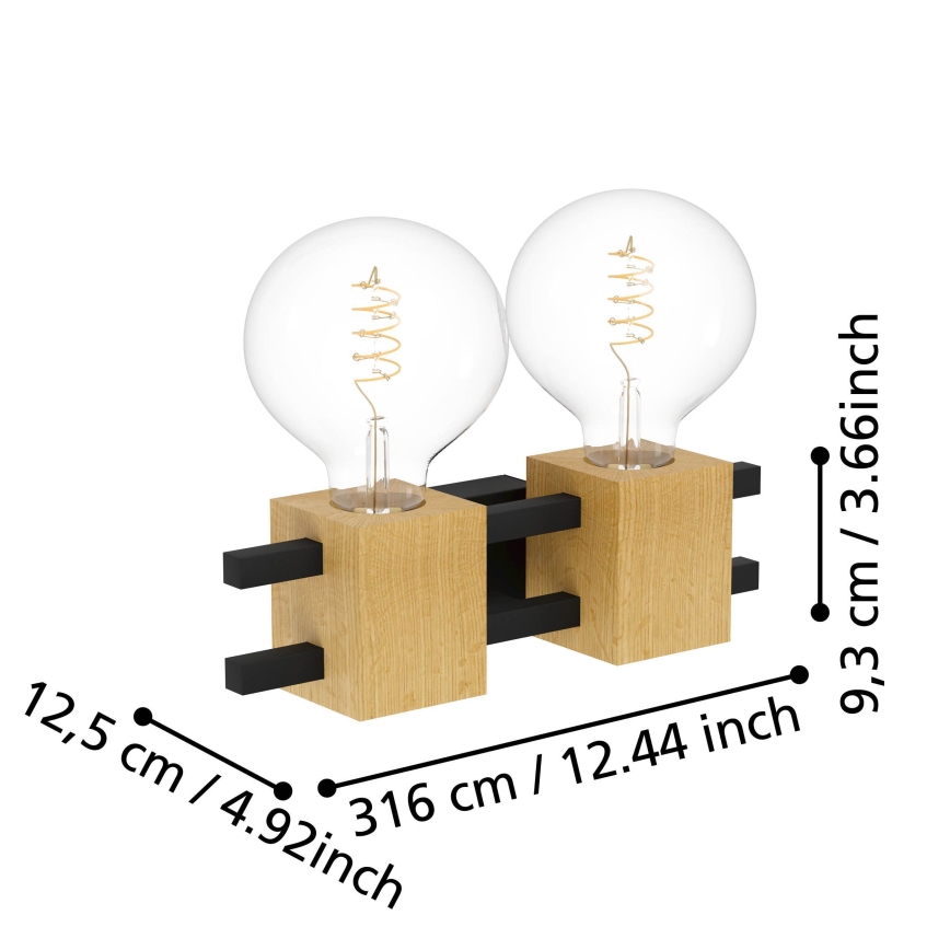 Eglo - Wandlamp 2xE27/40W/230V zwart/bruin