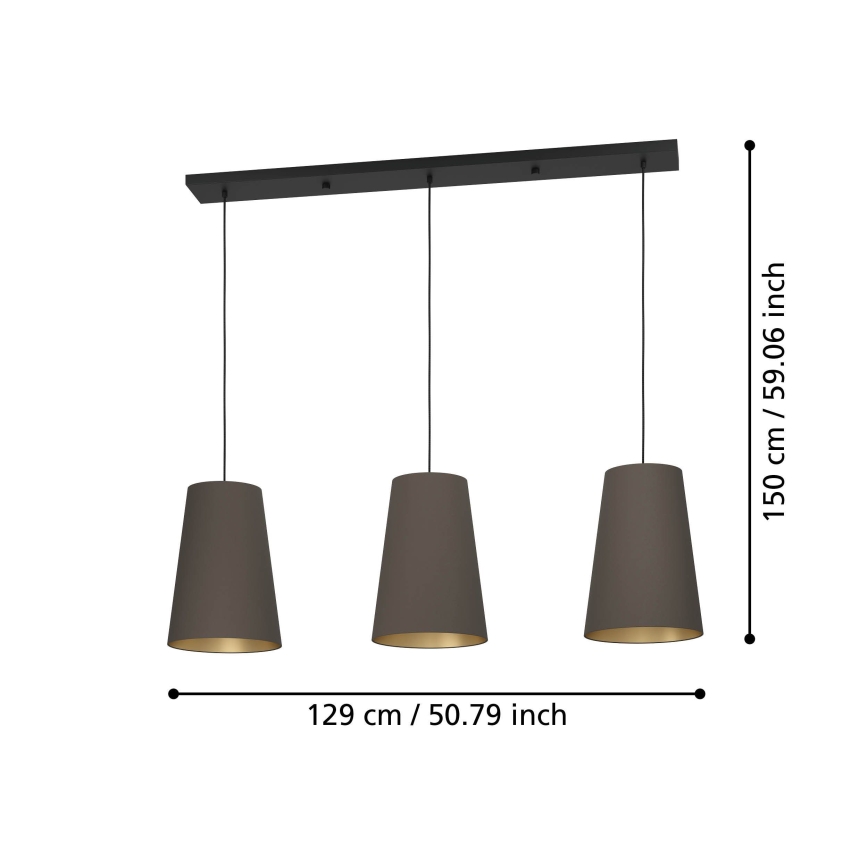 Eglo - Hanglamp aan een koord 3xE27/40W/230V bruin