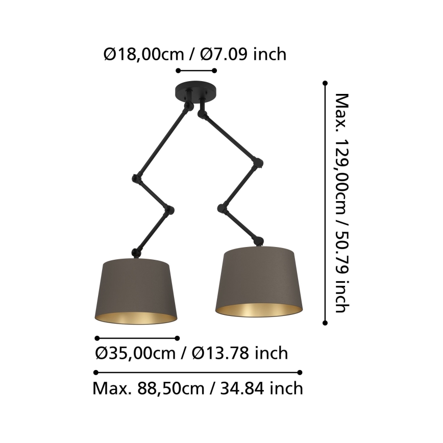 Eglo - Hanglamp met vaste pendel 2xE27/40W/230V bruin