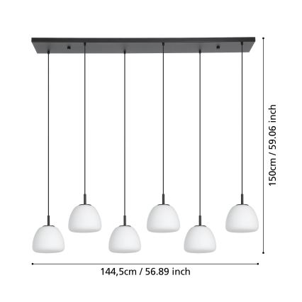 Eglo - Hanglamp aan een koord 6xE27/40W/230V zwart