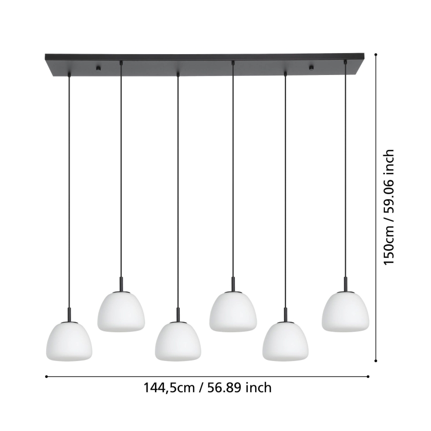 Eglo - Hanglamp aan een koord 6xE27/40W/230V zwart