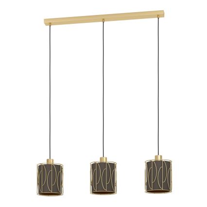 Eglo - Hanglamp aan een koord 3xE27/40W/230V goud/bruin