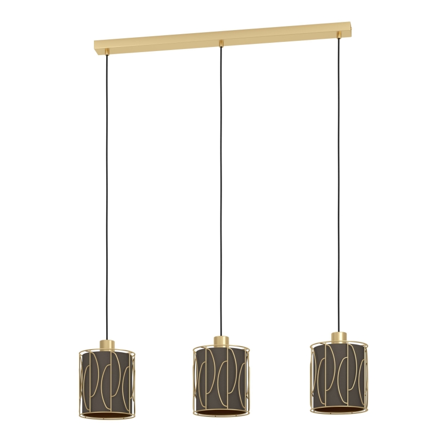 Eglo - Hanglamp aan een koord 3xE27/40W/230V goud/bruin