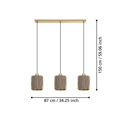 Eglo - Hanglamp aan een koord 3xE27/40W/230V goud/bruin