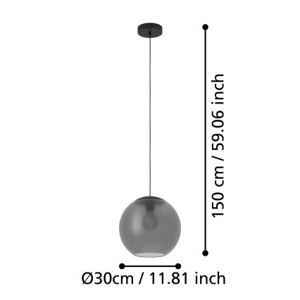 Eglo - Hanglamp aan een koord 1xE27/40W/230V gerookt