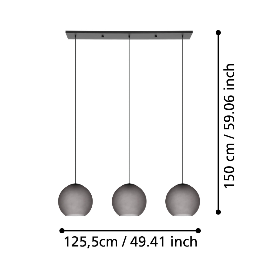 Eglo - Hanglamp aan een koord 3xE27/40W/230V gerookt