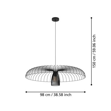 Eglo - Hanglamp aan een koord 1xE27/60W/230V diameter 98,5 cm zwart