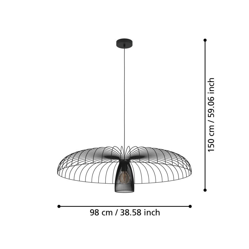 Eglo - Hanglamp aan een koord 1xE27/60W/230V diameter 98,5 cm zwart