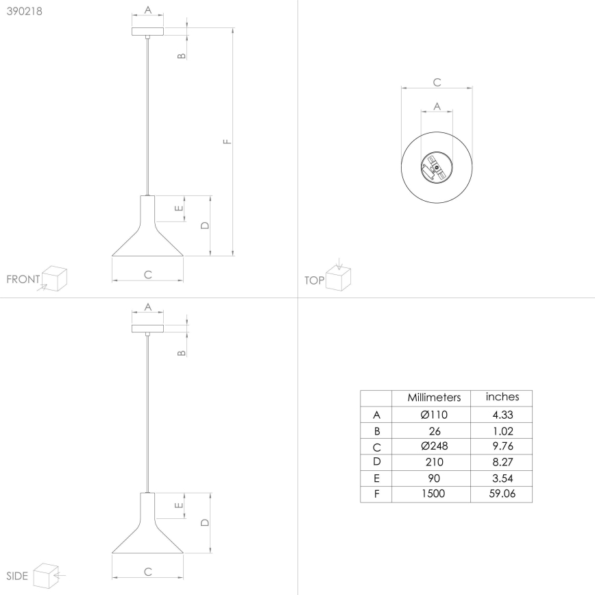 Eglo - Hanglamp aan een koord 1xE27/28W/230V zwart