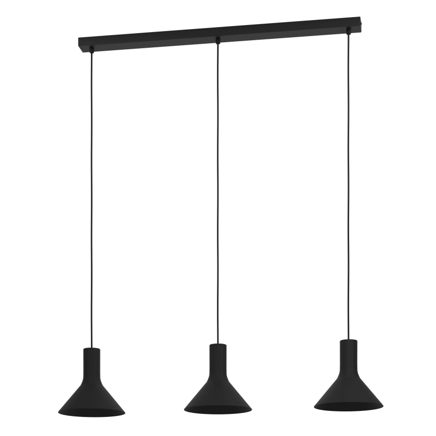 Eglo - Hanglamp aan een koord 3xE27/28W/230V zwart
