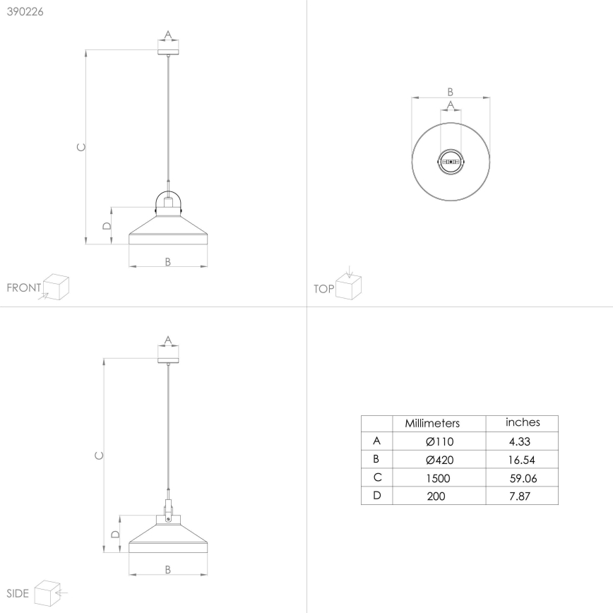 Eglo - Hanglamp aan een koord 1xE27/40W/230V grijs
