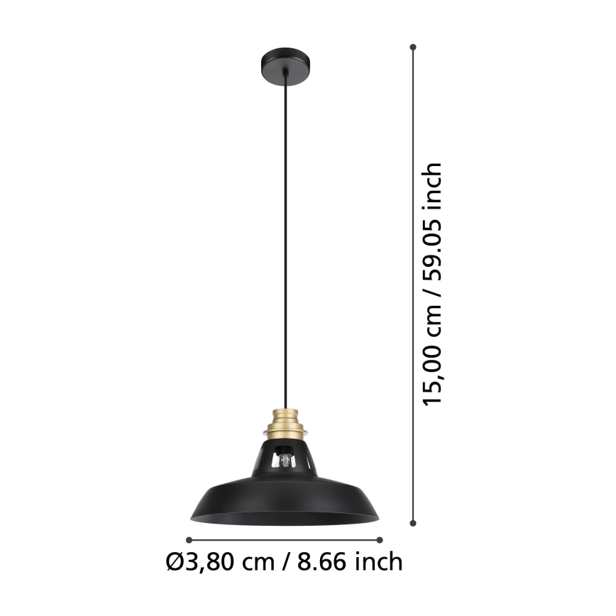 Eglo - Hanglamp aan een koord 1xE27/40W/230V zwart/goud