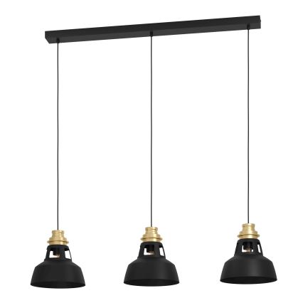 Eglo - Hanglamp aan een koord 3xE27/40W/230V zwart/goud
