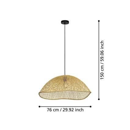 Eglo - Hanglamp aan een koord 1xE27/40W/230V diameter 72 cm bamboe
