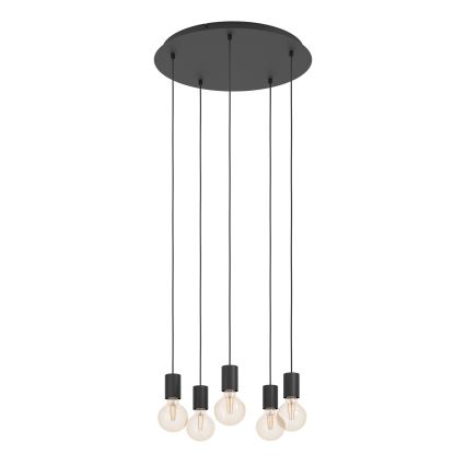 Eglo - Hanglamp aan een koord 5xE27/40W/230V zwart