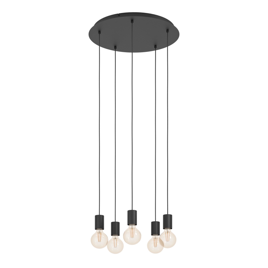Eglo - Hanglamp aan een koord 5xE27/40W/230V zwart