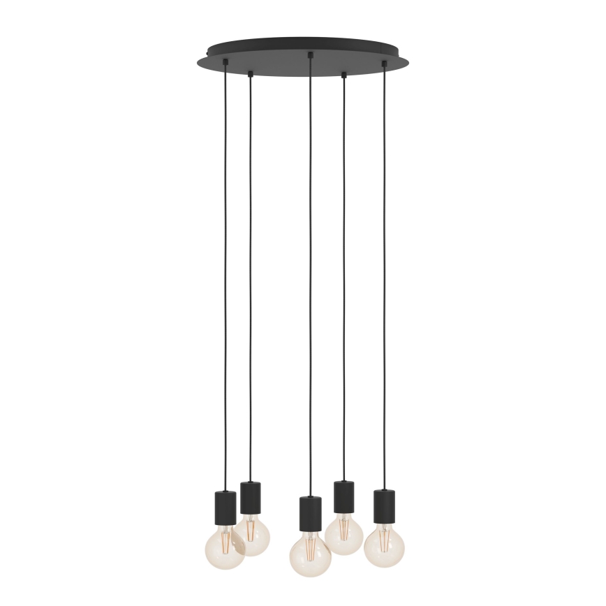 Eglo - Hanglamp aan een koord 5xE27/40W/230V zwart