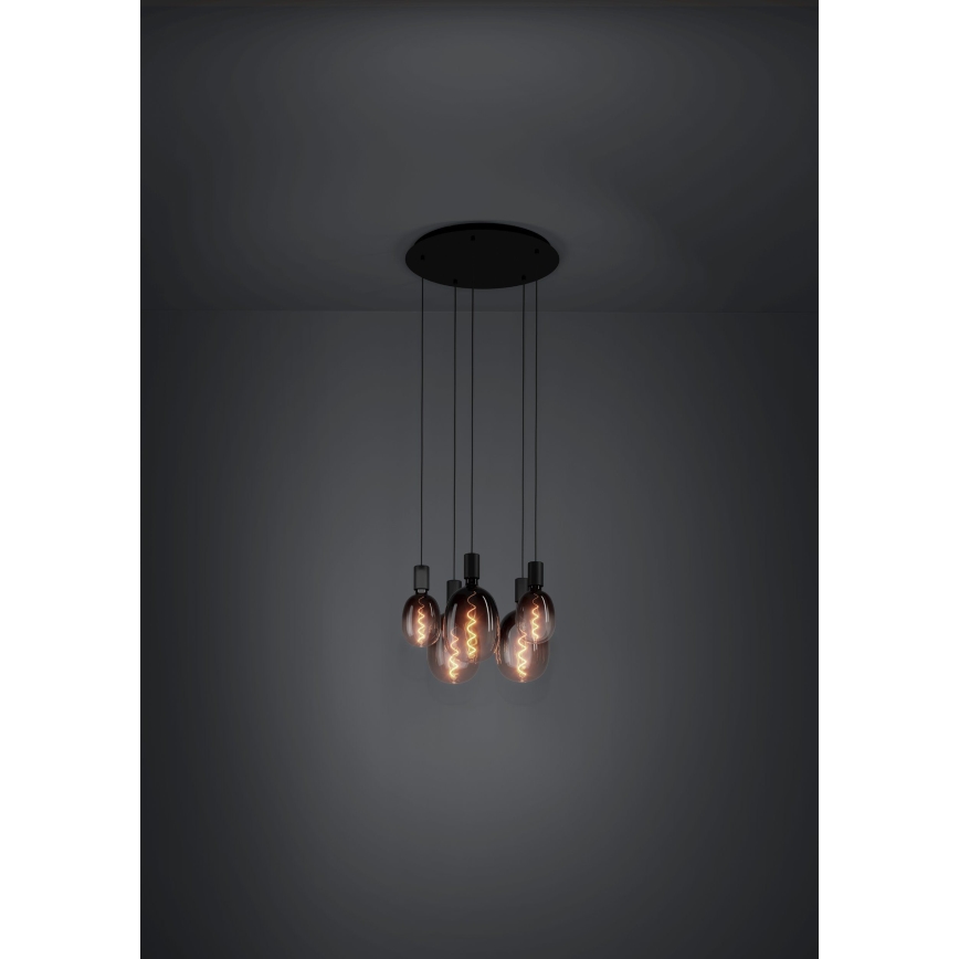Eglo - Hanglamp aan een koord 5xE27/40W/230V zwart